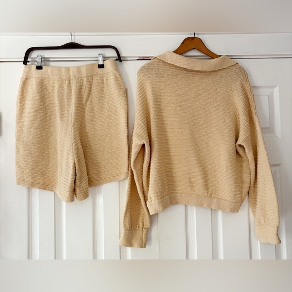 Free‎ People Beach Beige Carter Knit Sweater and Shorts Set Size Medium EUC - Picture 3 of 9